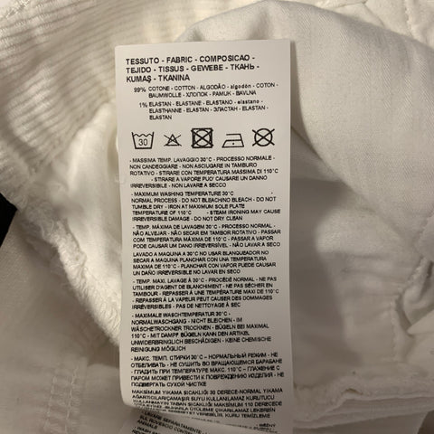 EMPORIO ARMANI Size 30 White Corduroy Cotton Elastane Casual Pants