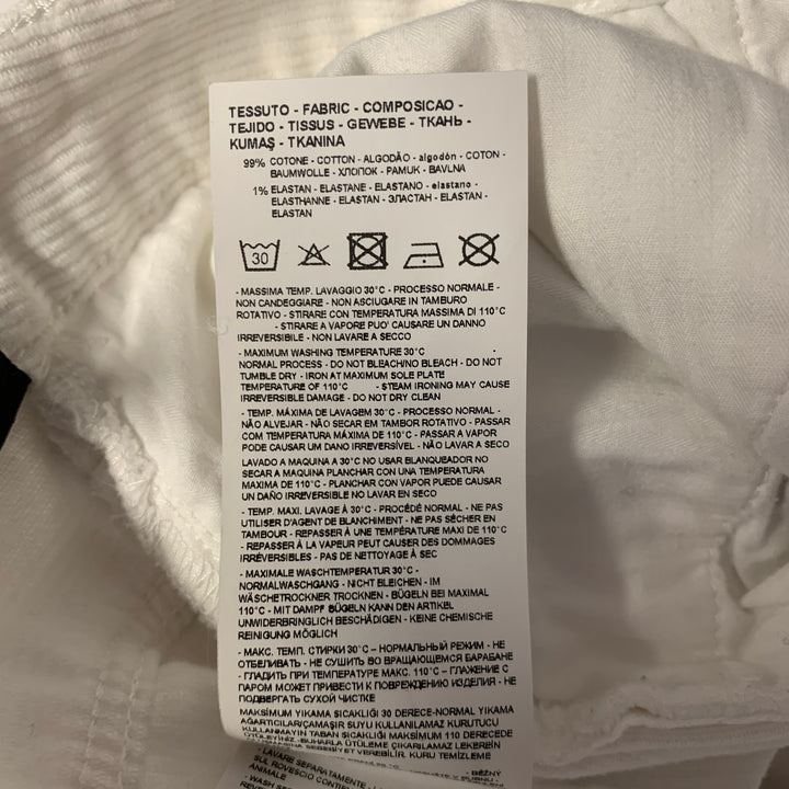 EMPORIO ARMANI Size 30 White Corduroy Cotton Elastane Casual Pants