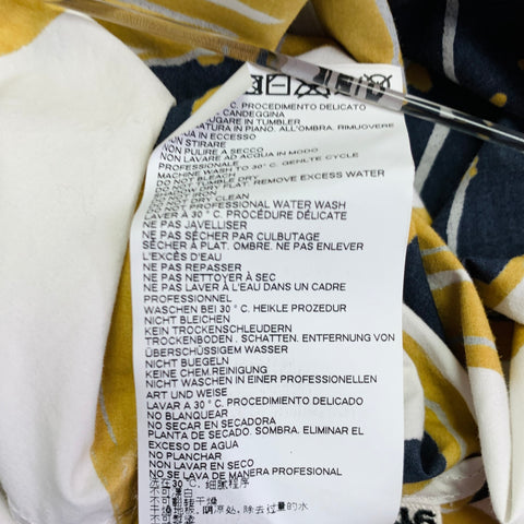 MARNI Taille XS Chemise manches courtes en coton à boutonnage avec motif feuilles blanches, kaki et noires