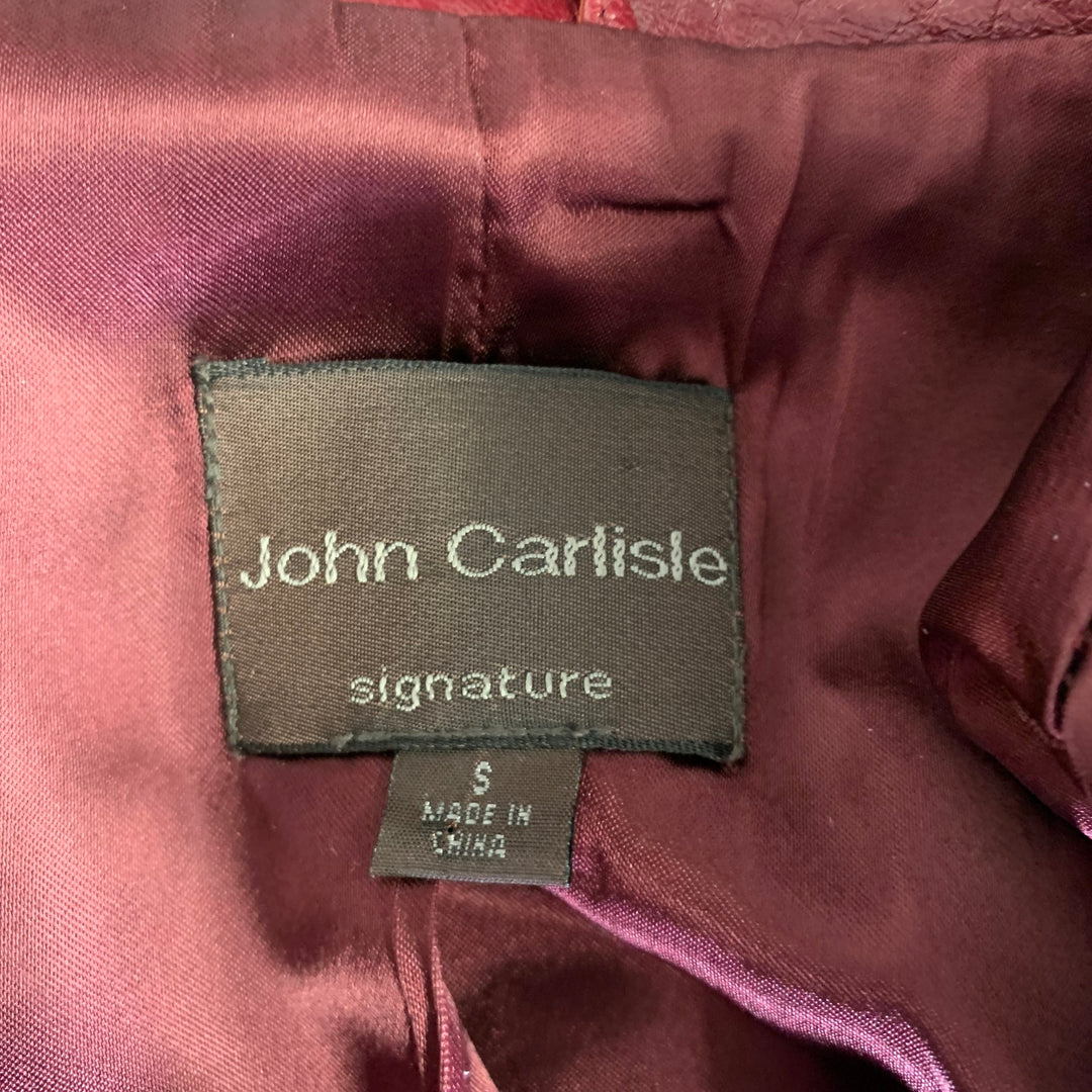 JOHN CARLISLE Size S Red Leather Solid Button Down Jacket