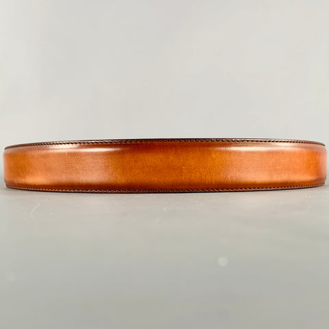 MAGNANNI Size 36 Tan Silver Burnished Leather Belt