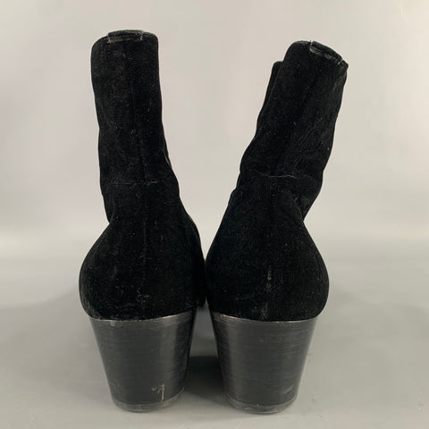SAINT LAURENT Size 8 Black Velvet Chelsea Boots