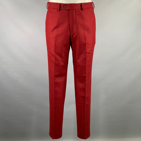SUITSUPPLY Size 38 Short Burgundy Wool Notch Lapel Suit
