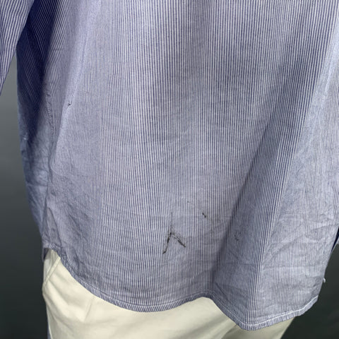CRAIG GREEN Size L Blue White Stripe Cotton One Pocket Long Sleeve Shirt