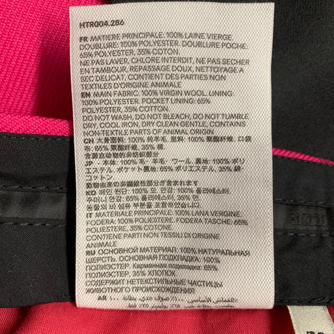 AMI by ALEXANDRE MATTIUSSI Size 36 Fuchsia Pink Black Wool Peak Lapel Suit