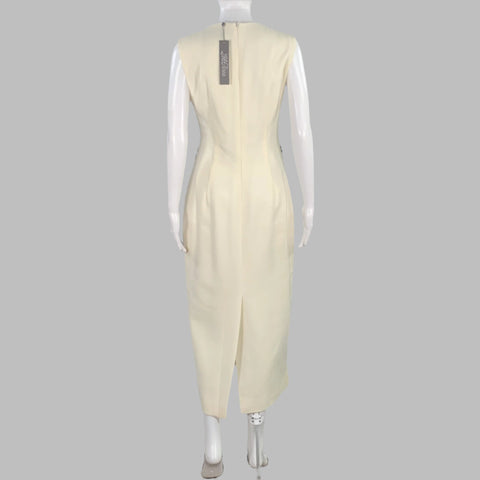 LELA ROSE Size 4 Jewel Cream Black Wool Blend Applique Sheath Dress