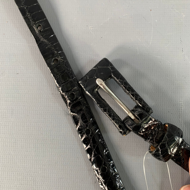 WCM NEW YORK Size S Black Alligator Leather Skinny Belt