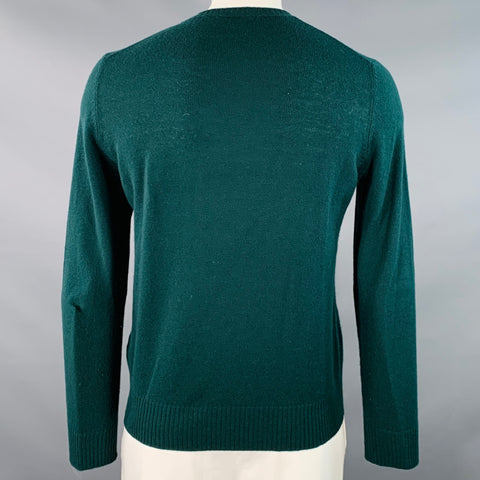 PRADA Taille XL Pull col rond en cachemire tricoté vert forêt