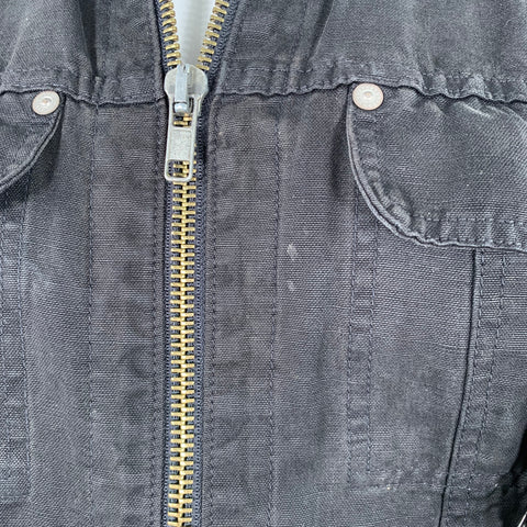 JOHN VARVATOS * U.S.A. Size L Black Cotton Linen Trucker Jacket