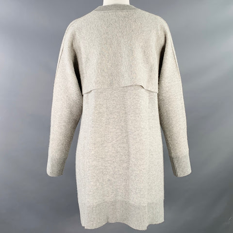 PROENZA SCHOULER Taille XS Gris chiné Mélange Cachemire Col Rond Grandes Poches Pull