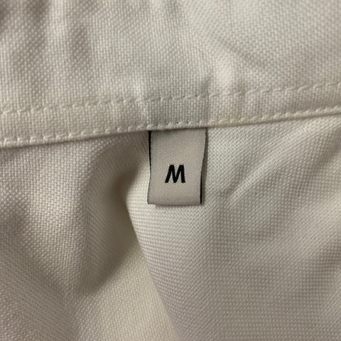 AMI Size M White Embroidery Cotton Button Down Oxford Long Sleeve Shirt