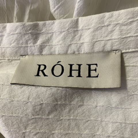 RÓHE Size M White Textured Stripe Short Sleeve Shirt