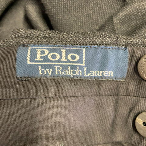 POLO by RALPH LAUREN Size 44 Black Charcoal Nailhead Virgin Wool 3 Piece Suit