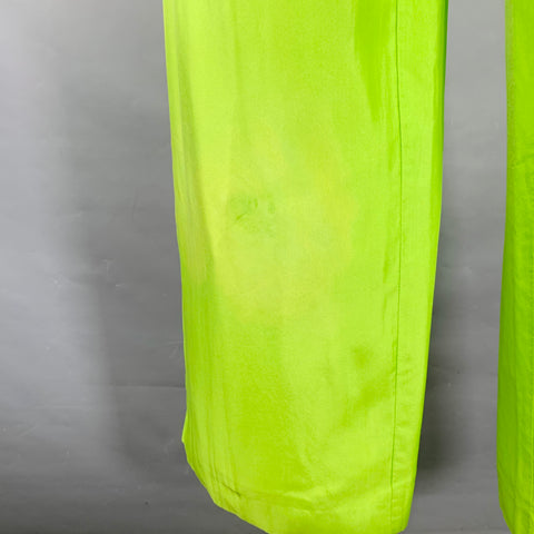 DRIES VAN NOTEN Size S Neon Green Silk Cotton Notch Lapel Suit