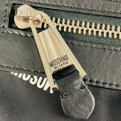 MOSCHINO Black White Logo Nylon Cross Body Bag