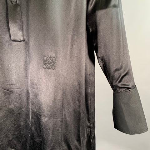 LOEWE Size S Black Silk Tunic Long Sleeve Shirt