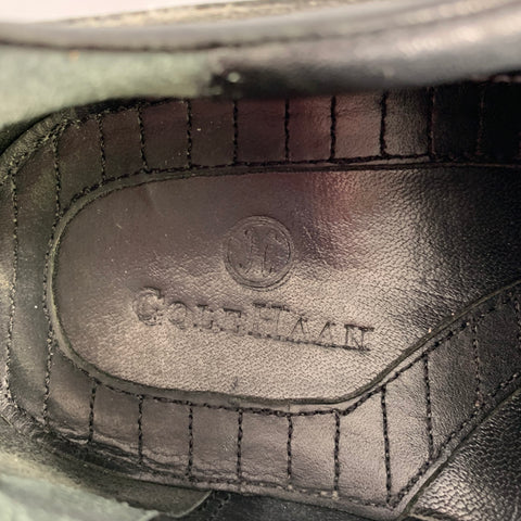 COLE HAAN Size 9.5 Black Contrast Stitch Leather Lace-Up Shoes
