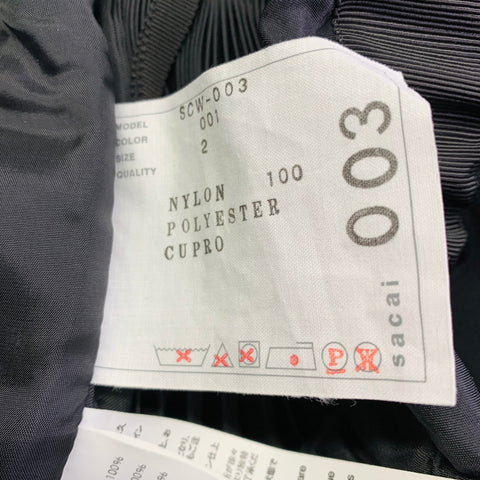 SACAI Size M Black Nylon Blend Pleated Zip Up Drawstring Midi Skirt