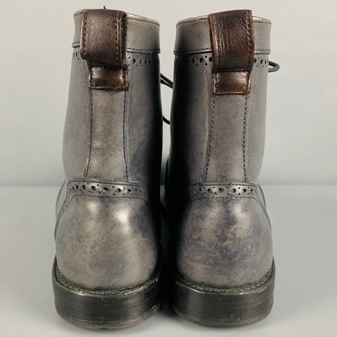 ALLEN EDMONDS Talla 13 Botas con punta de ala de cuero perforado gris