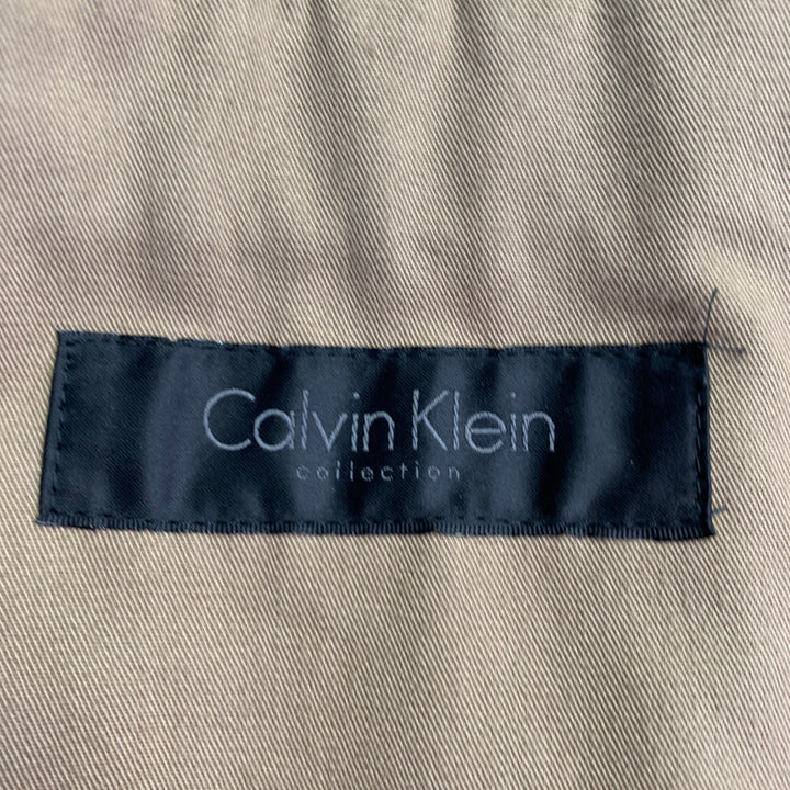 CALVIN KLEIN COLLECTION Size 40 Grey Charcoal Cotton Linen Blend Suit