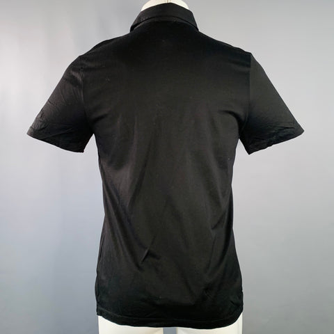 REISS Size S Elliot Black Cotton One Pocket Polo