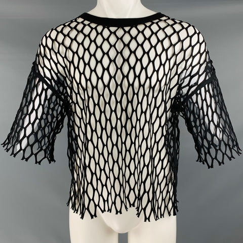 DRIES VAN NOTEN Size S Black Mesh Polyester Short Sleeve Vest