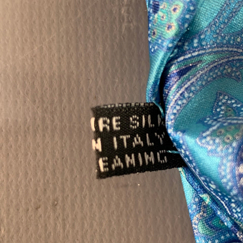 STEFANO RICCI Blue Aqua Paisley Silk Tie