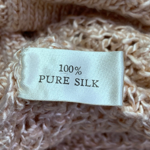 CHARLOTTE LUMLEY Size M Pink Cable Knit Silk Crew Neck Pullover