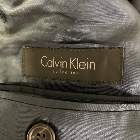 CALVIN KLEIN Size 44 Navy Wool Shawl Collar Sport Coat
