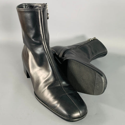 SALVATORE FERRAGAMO Size 5 Black Leather Split Toe Side Zipper Boots