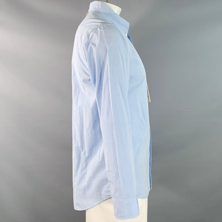 VISVIM Size L Blue Light Cotton Linen Button Down Collar Long Sleeve Shirt