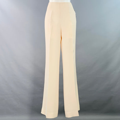 RALPH LAUREN Size 6 Cream Silk Wide Leg Dress Pants