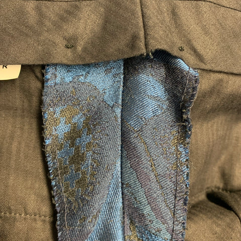 E. TAUTZ Size 32 Blue Navy Jacquard Wool Silk Tapered Dress Pants