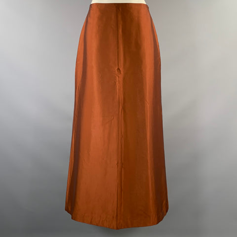 CARMEN MARC VALVO Size 8 Brown Rust Taffeta Maxi Long Skirt