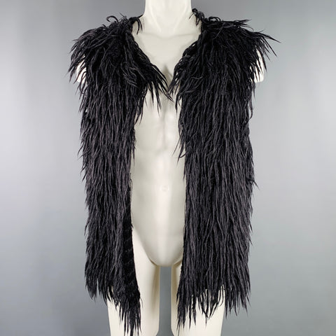 ISSEY MIYAKE Size M Runway Black Knit Mohair Blend Vest