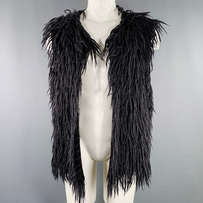 ISSEY MIYAKE Size M Runway Black Knit Mohair Blend Vest