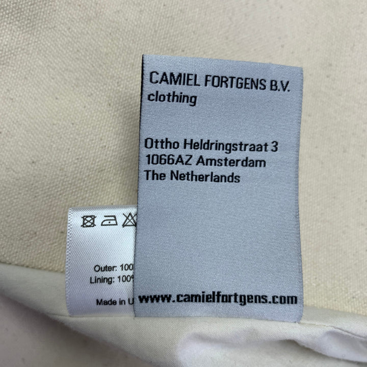 CAMIEL FORTGENS Size L Grey Taupe Color Block Cotton Raw edge Coat