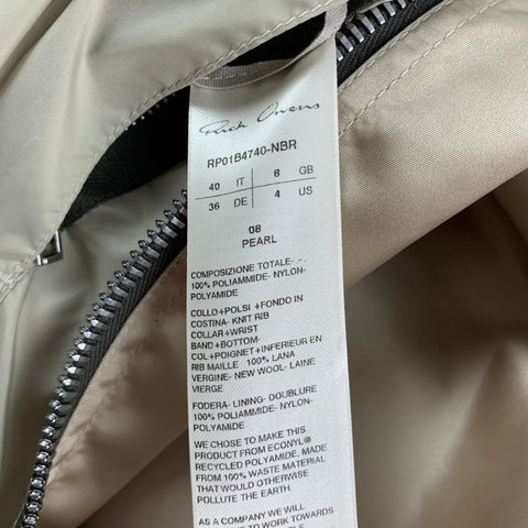 RICK OWENS Taille 4 Shiny Sage Natural Jumbo Peter Flight Jacket