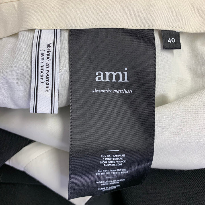 AMI by ALEXANDRE MATTIUSSI Size 30 Black Solid Wool Wide Leg Dress Pants