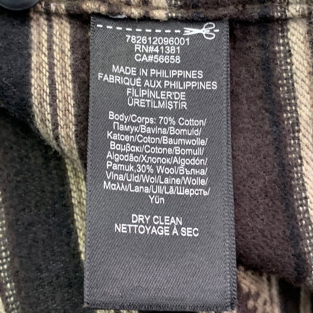 RRL by RALPH LAUREN Size XL Brown Black Jacquard Cotton Wool One Pocket Western Long Sleeve Shirt