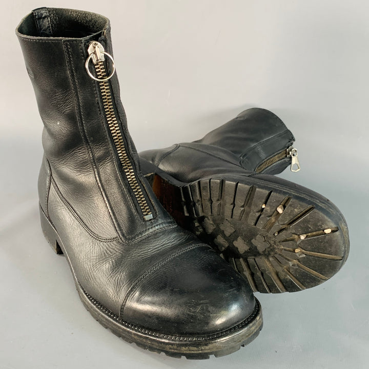MARC JACOBS Size 10.5 Black Leather Cap Toe Zip Up Boots