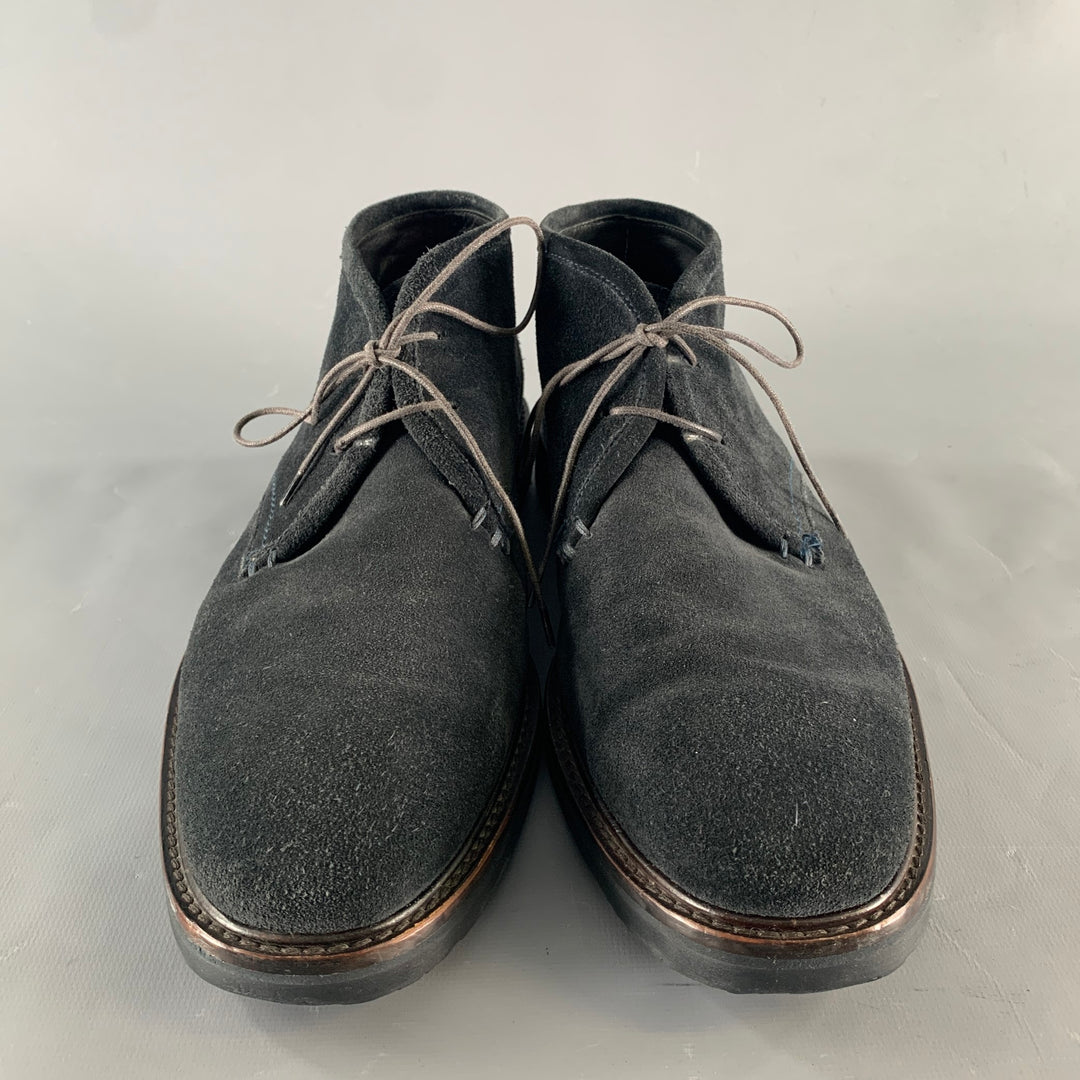 ERMENEGILDO ZEGNA Size 9.5 Navy Suede Chukka Boots