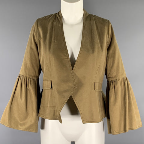 ULLA JOHNSON Size 4 Green Khaki Cotton Blend Jacket