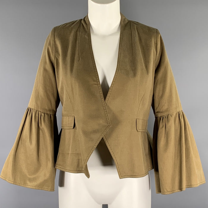 ULLA JOHNSON Veste Femme Taille 4 Vert Kaki Mélange Coton