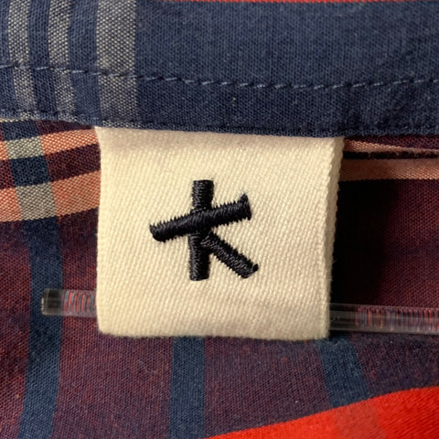 ADAM KIMMEL Size L Red Navy Cream Tartan Cotton Long Sleeve Shirt