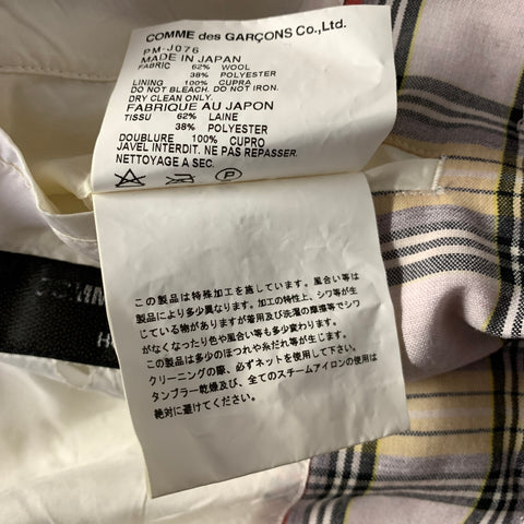 COMME des GARCONS SS2014Chest Size M White Red & Yellow Plaid Notch Lapel Sport Coat