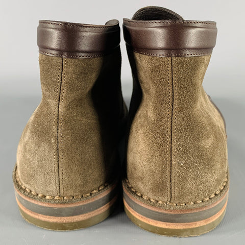 LOUIS VUITTON Size 10 Brown Textured Suede Lace-Up Boots