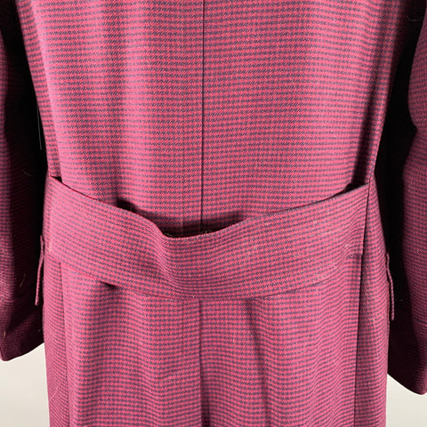 PAUL SMITH Size 42 Burgundy Navy Houndstooth Wool Double Breasted Coat