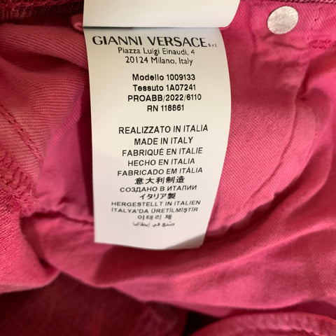 VERSACE Pre FW2023 Size 25 Pink Cotton Wide Leg Jeans