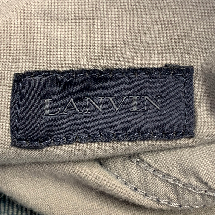 LANVIN Size 34 Blue Twill Cotton Straight Contrast Stitch Zip Fly Jeans